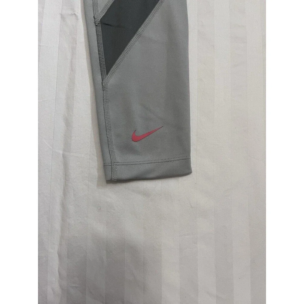 Nike Dri-FIT One Girls Leggings Light Smoke Grey Pink Salt Kids Size Medium M
